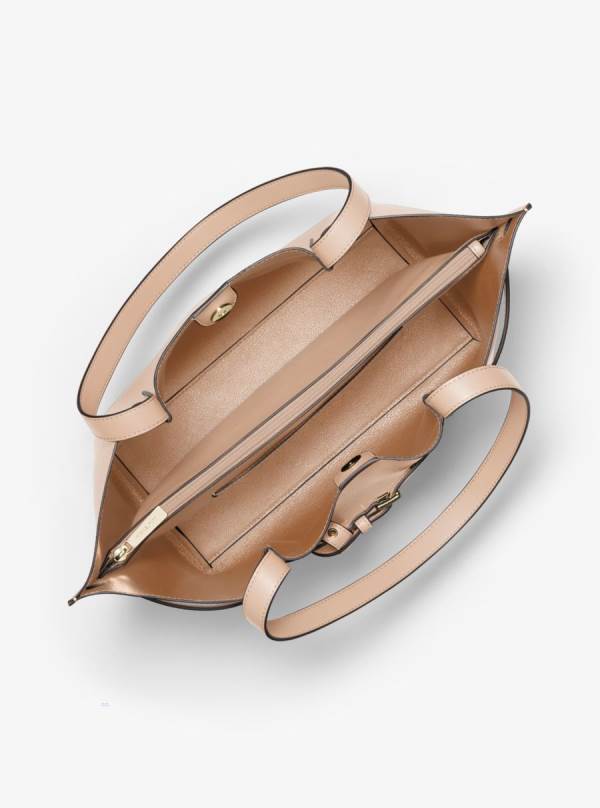 Damske Prenosná Taška Michael Kors Emilia Large Pebbled Leather Hnedožltý - Kabelky Michael Kors Outlet | KIJQD-9820